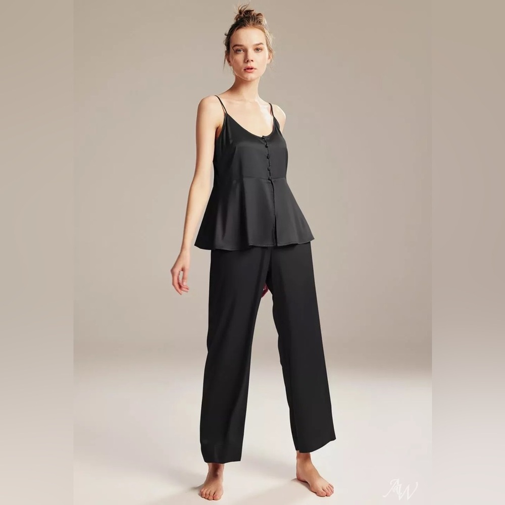 🆕AW Bridal Satin Ruffle Camisole And Pants Set, Size Medium